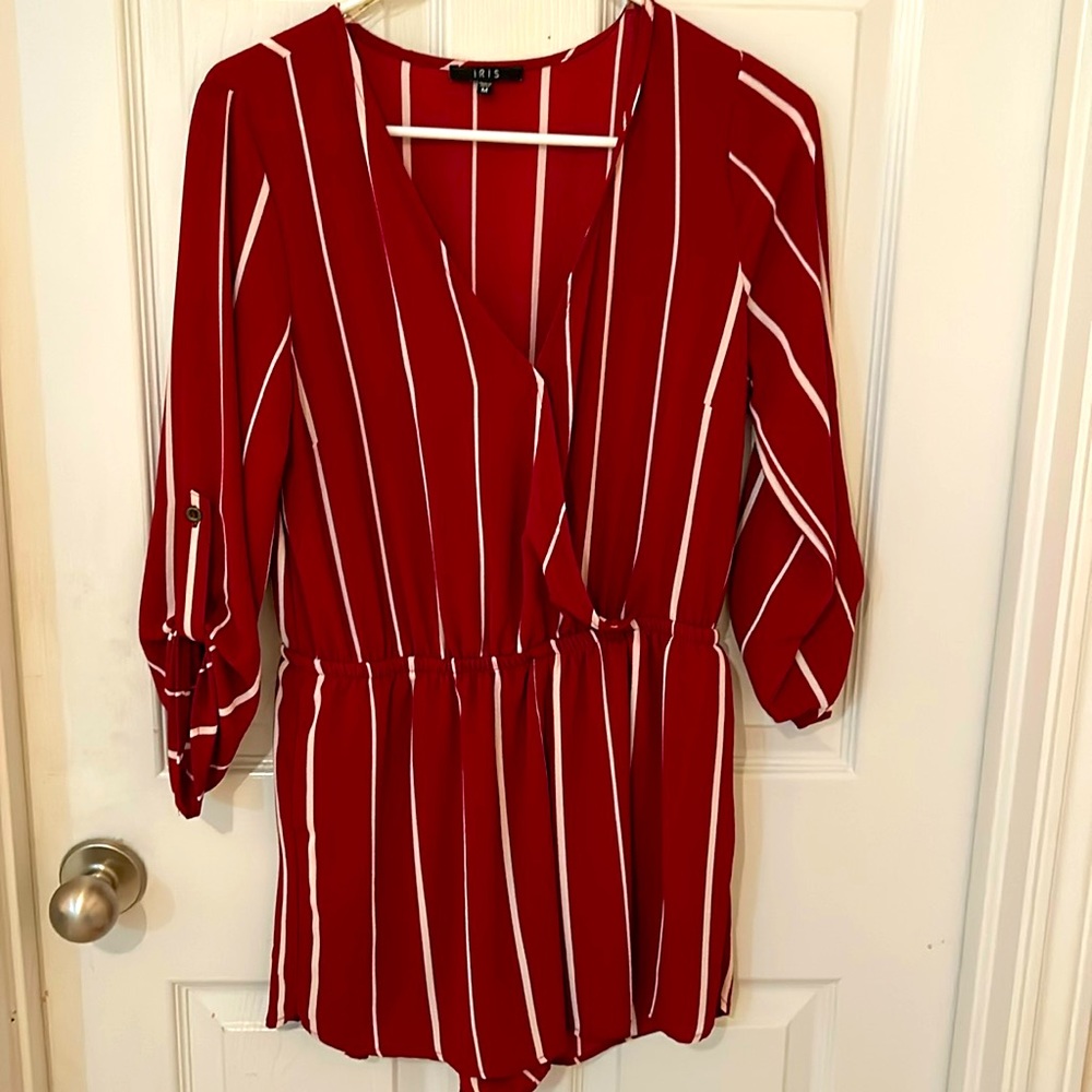 Red stripe romper for going out